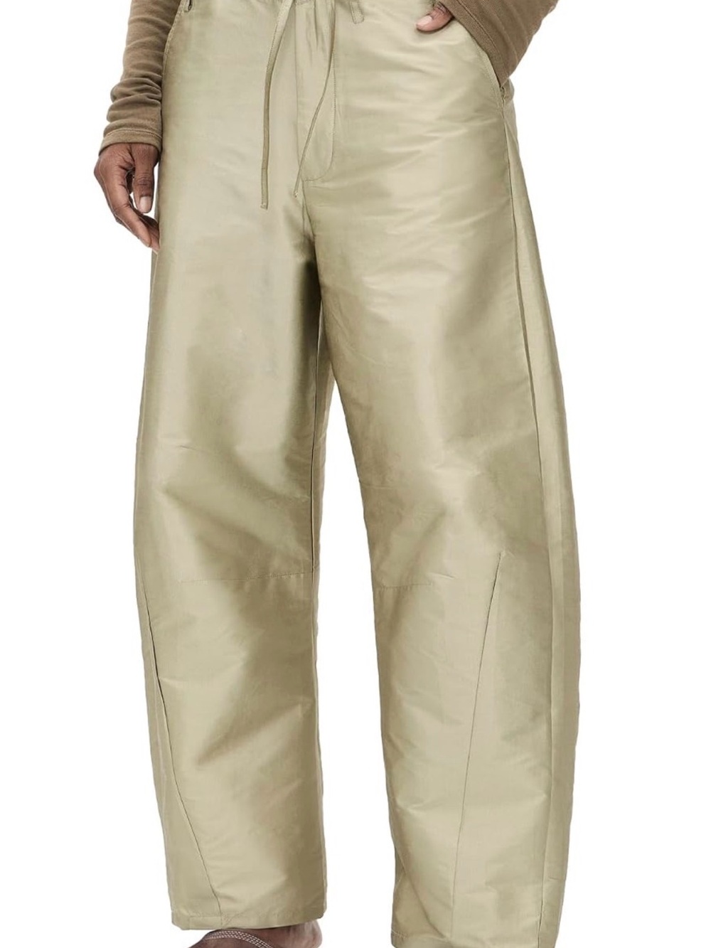 Chan Luu Sage Techno Taffeta Barrel Pant in Sage - Picture 2 of 8